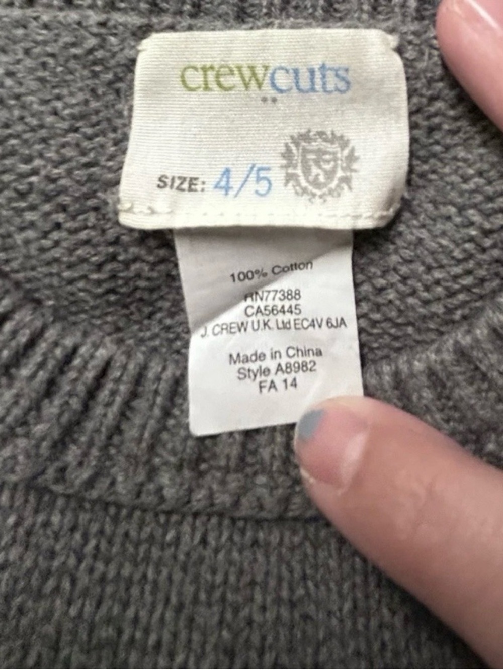 Toddler J. Crew Cuts Cotton Grey Knit Sweater Anchor Size 4/5 Nautical Summer - Picture 3 of 3